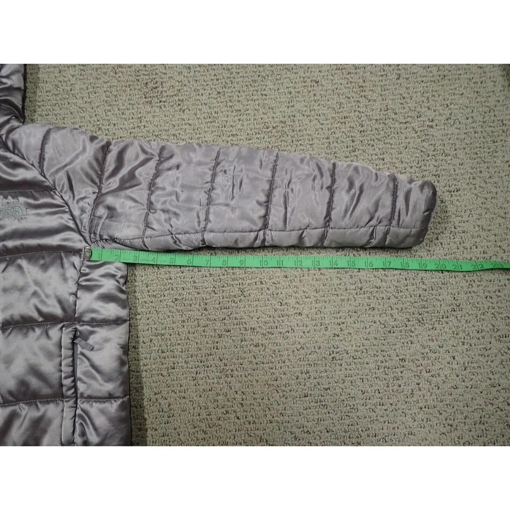 The North Face Puffer Jacket Girls Large 14/16 Silver Good Hooded Insulated Coat